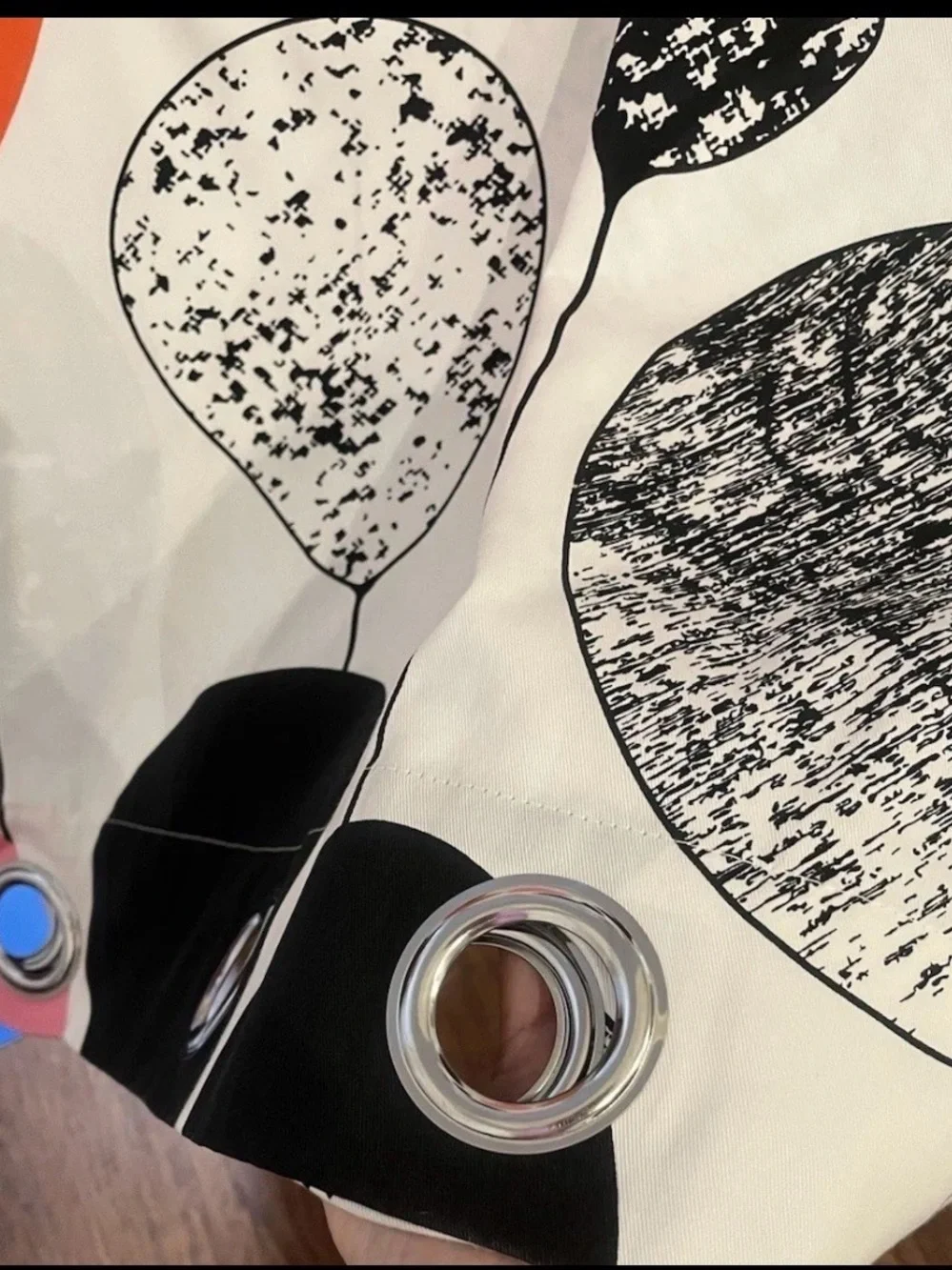 IKEA Black Coral Pink Teardrop Shower Curtain Panel